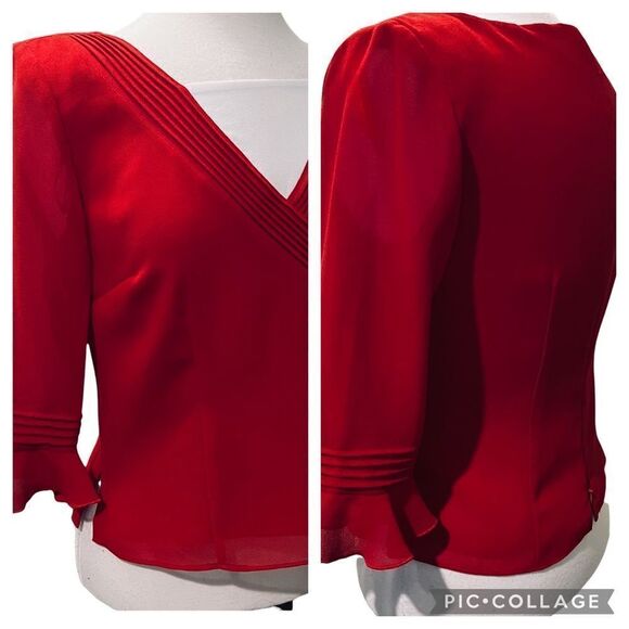 Julian Taylor Red & White Dressy Short Top size 8P - Picture 1 of 6